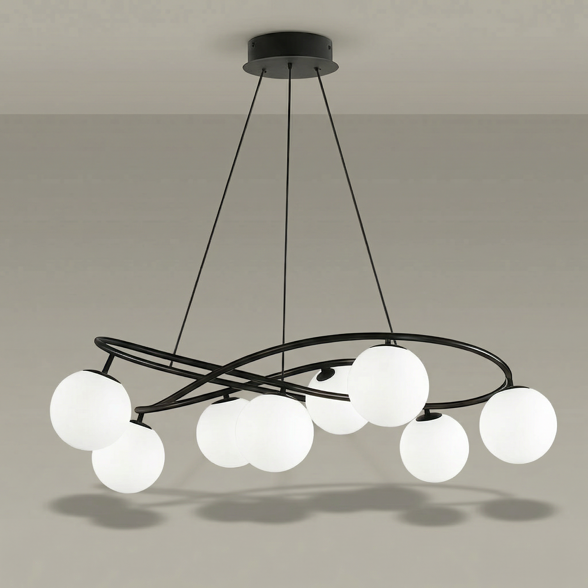 Nordic Retro | Black Chandelier Light with LED Bulbs | Height-Adjustable Vintage Design for Dining Room