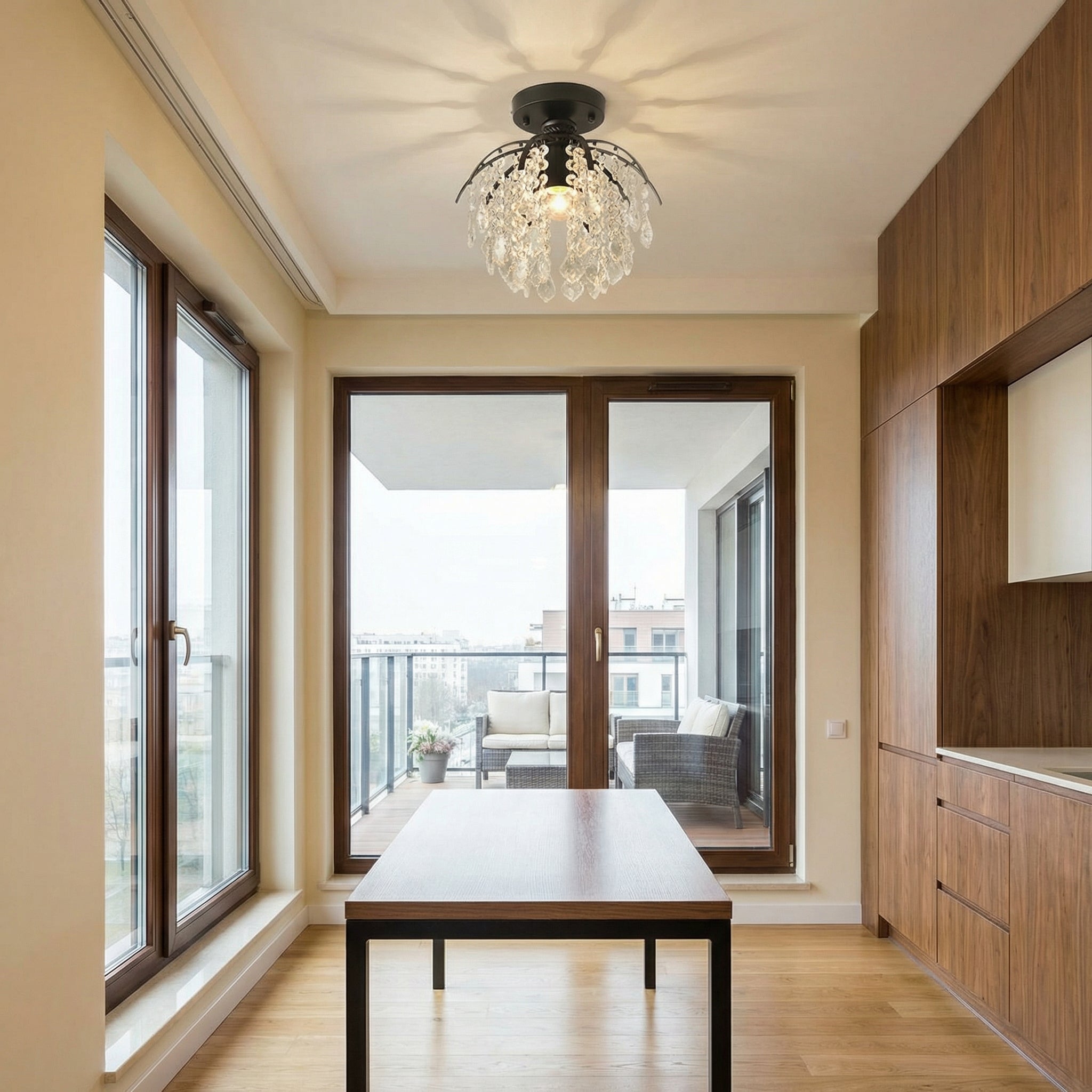 Elegant Crystal Chandelier Light with LED Bulbs | Modern Design for Luxurious Bedroom Ambiance