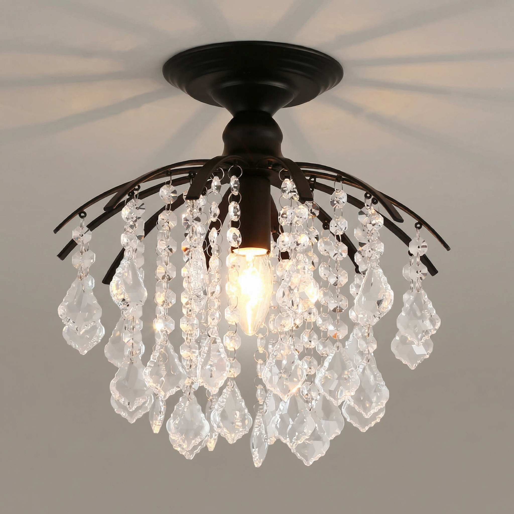Elegant Crystal Chandelier Light with LED Bulbs | Modern Design for Luxurious Bedroom Ambiance
