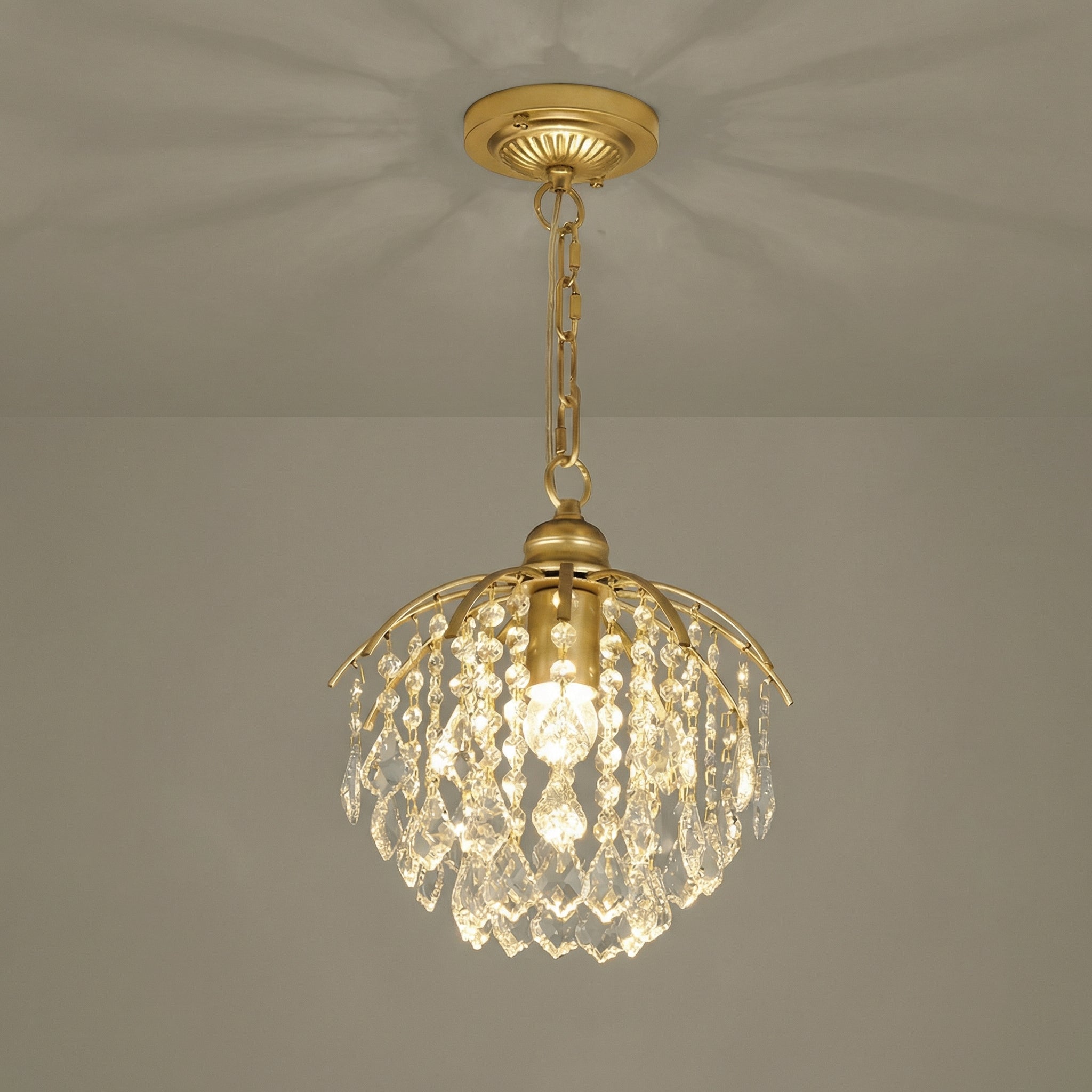 Elegant Crystal Chandelier Light with LED Bulbs | Modern Design for Luxurious Bedroom Ambiance