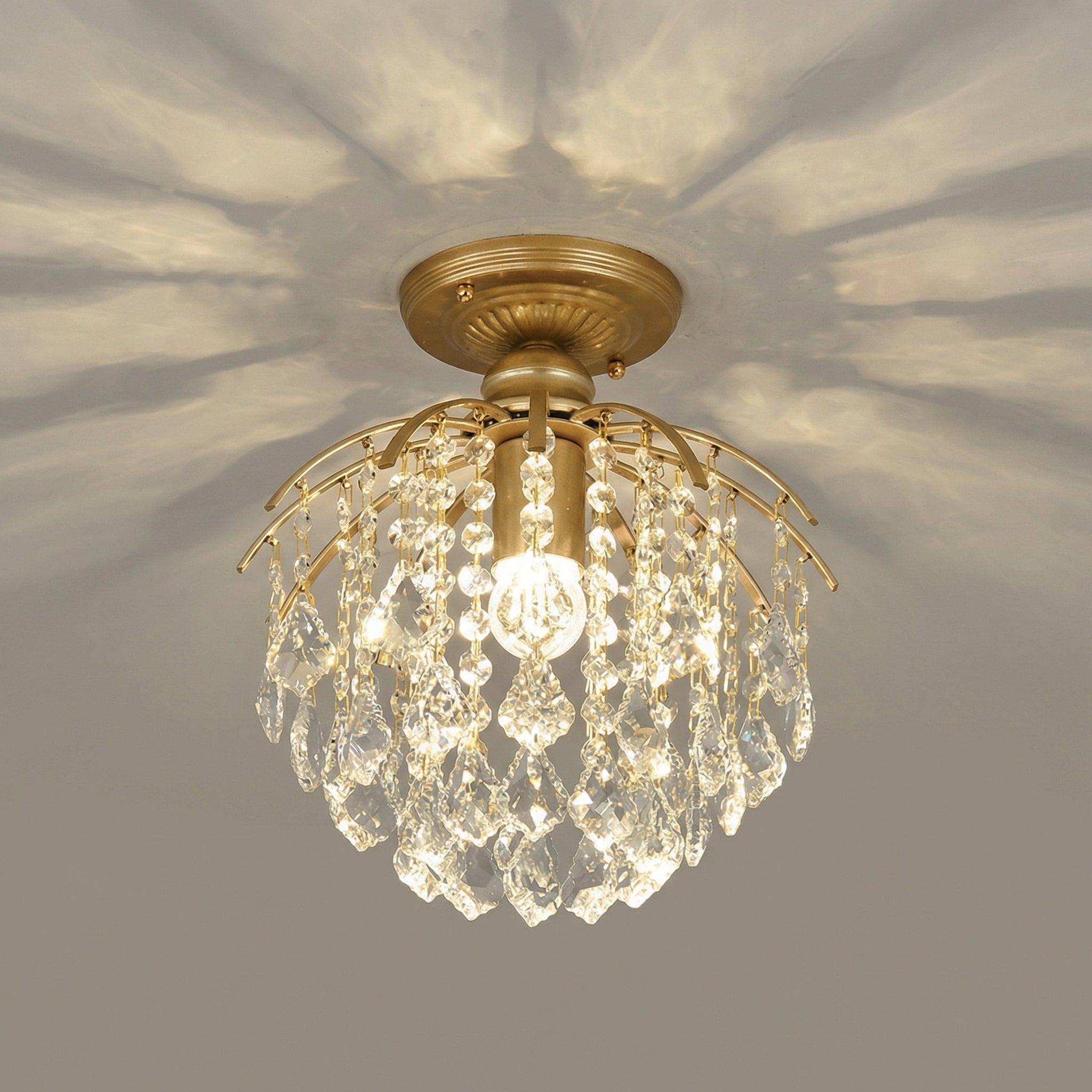 Elegant Crystal Chandelier Light with LED Bulbs | Modern Design for Luxurious Bedroom Ambiance