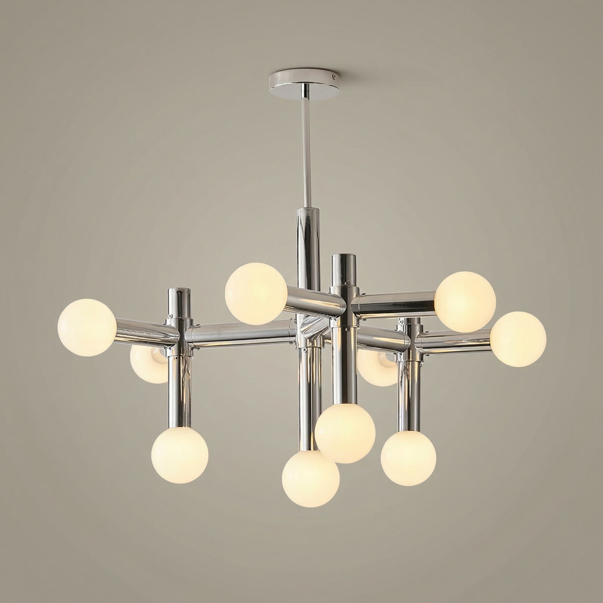Contemporary Metal Chandelier Light with Adjustable Height & LED Bulbs | Geometric Design for Modern Dining Rooms
