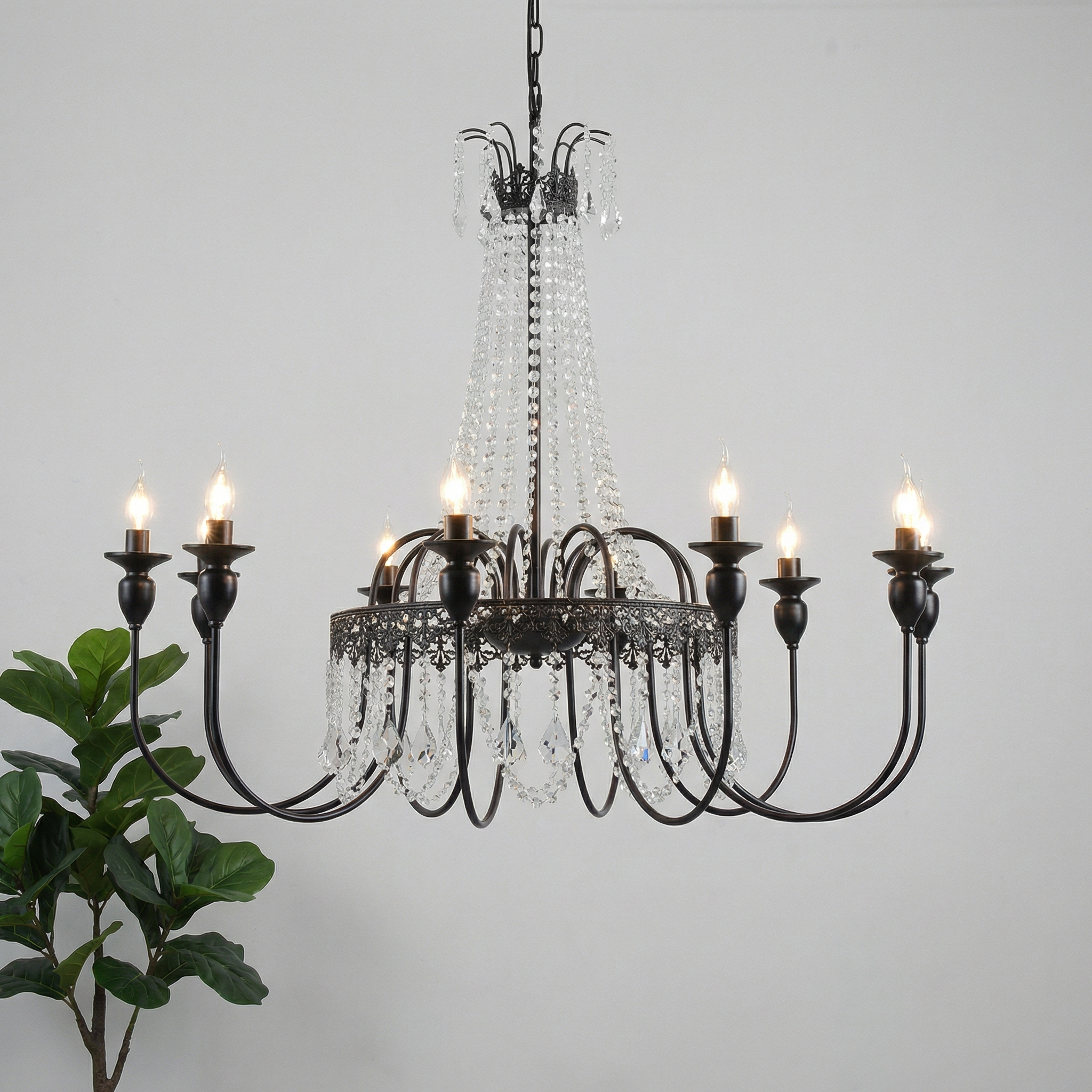 Elegant Crystal Chandelier | Modern Design with Soft Diffused Light | Luxurious Home Décor for Bedrooms and Living Rooms