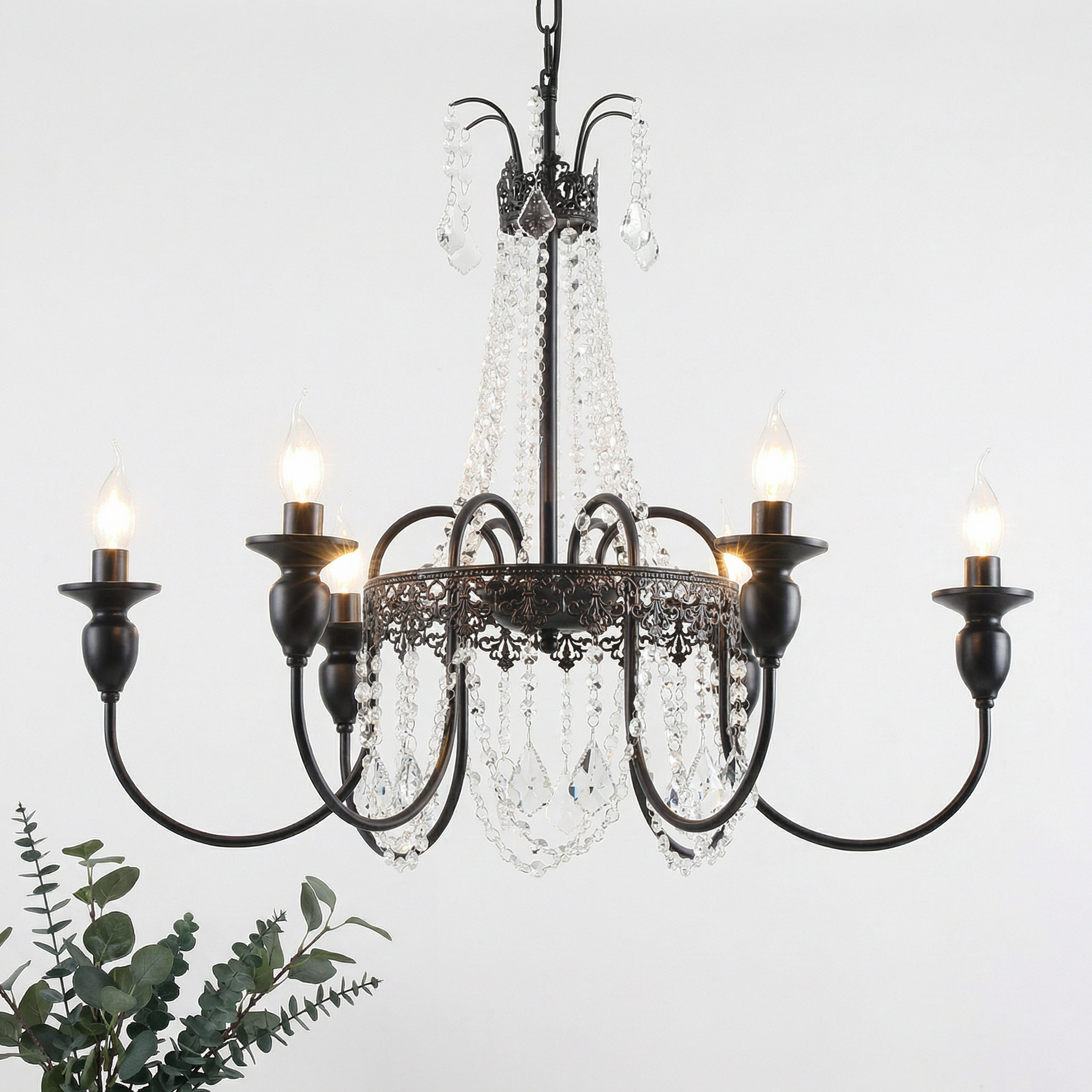 Elegant Crystal Chandelier | Modern Design with Soft Diffused Light | Luxurious Home Décor for Bedrooms and Living Rooms