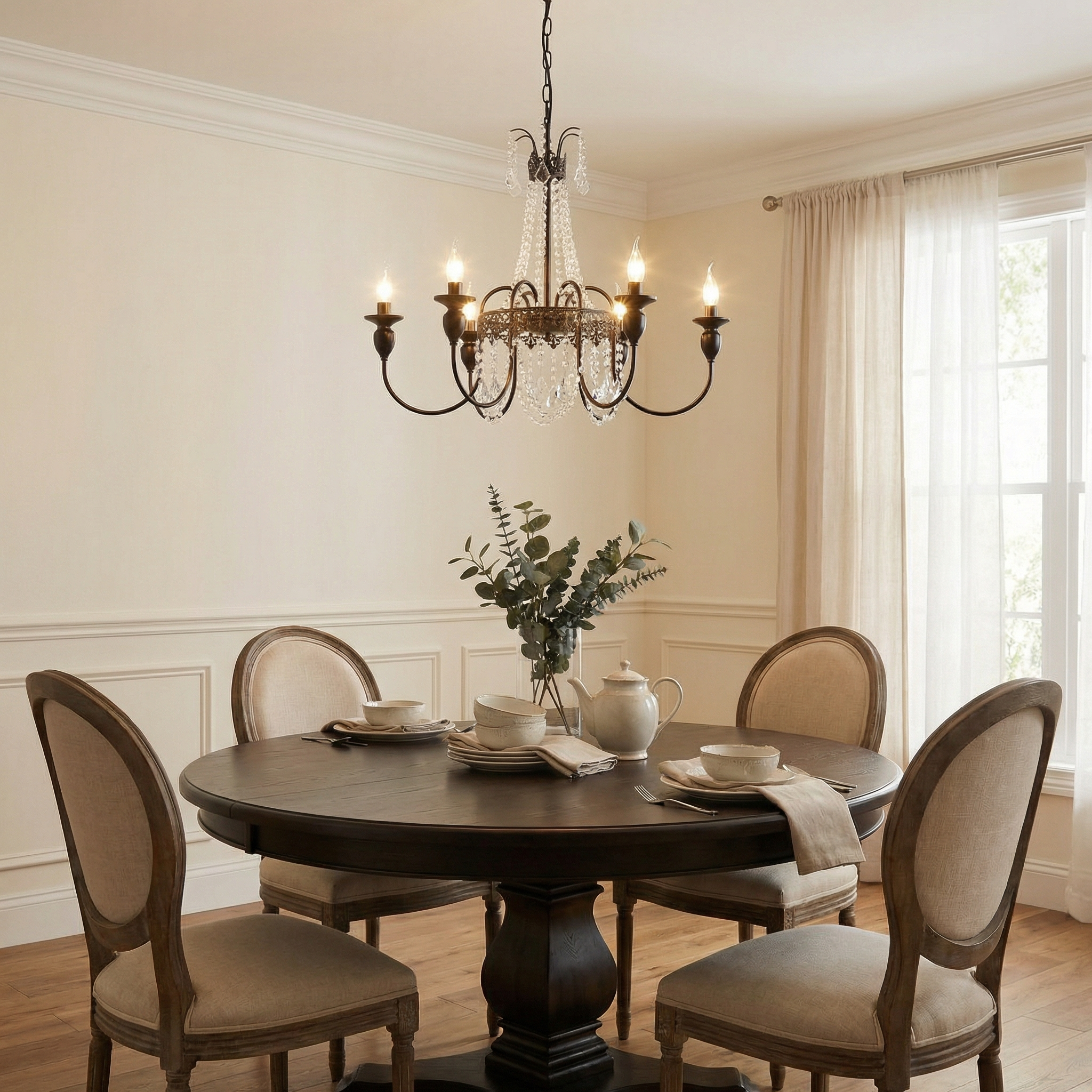 Elegant Crystal Chandelier | Modern Design with Soft Diffused Light | Luxurious Home Décor for Bedrooms and Living Rooms