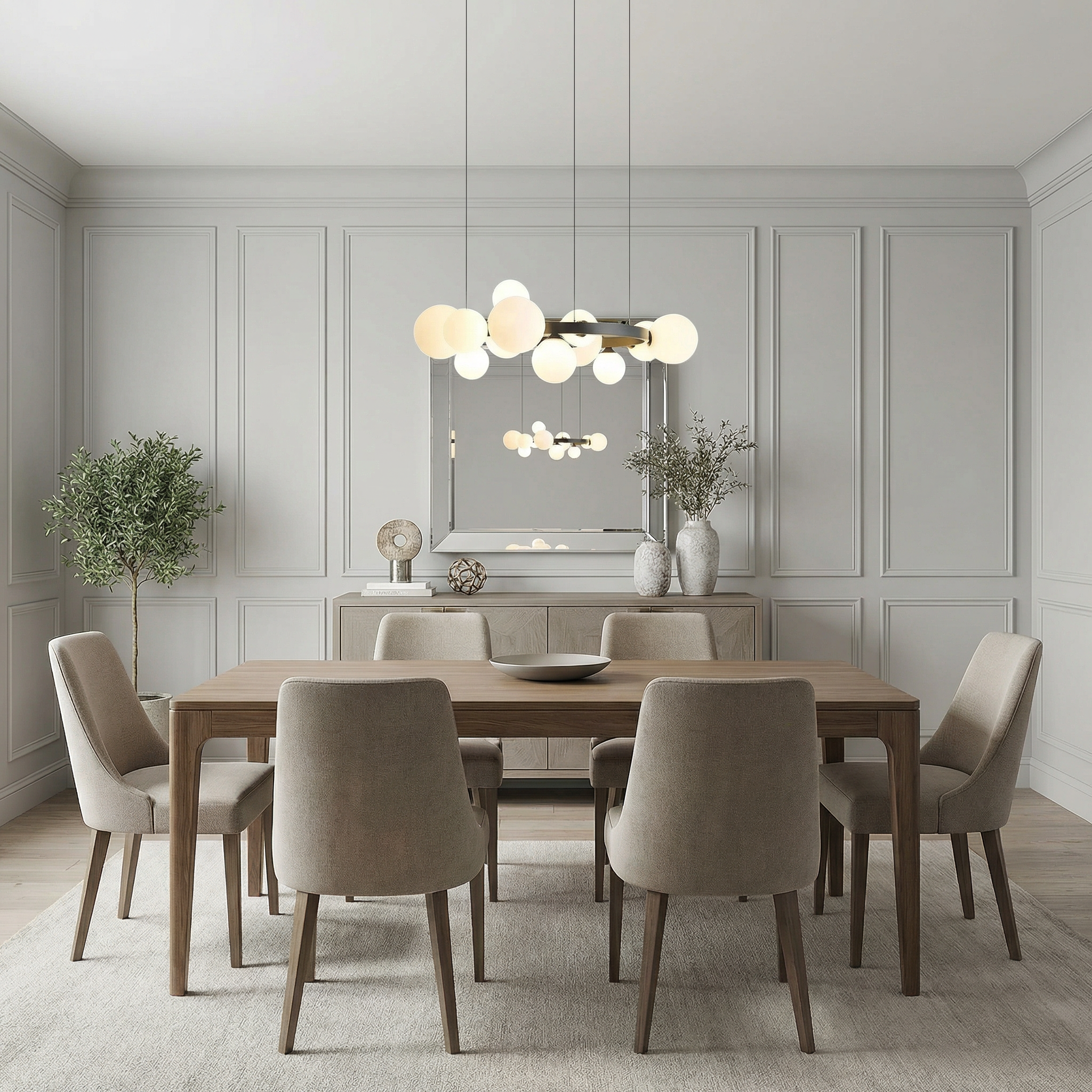 Nordic Elegance | Modern Chandelier Light with Adjustable Height | Sculptural Globe Design for Cozy Dining Rooms