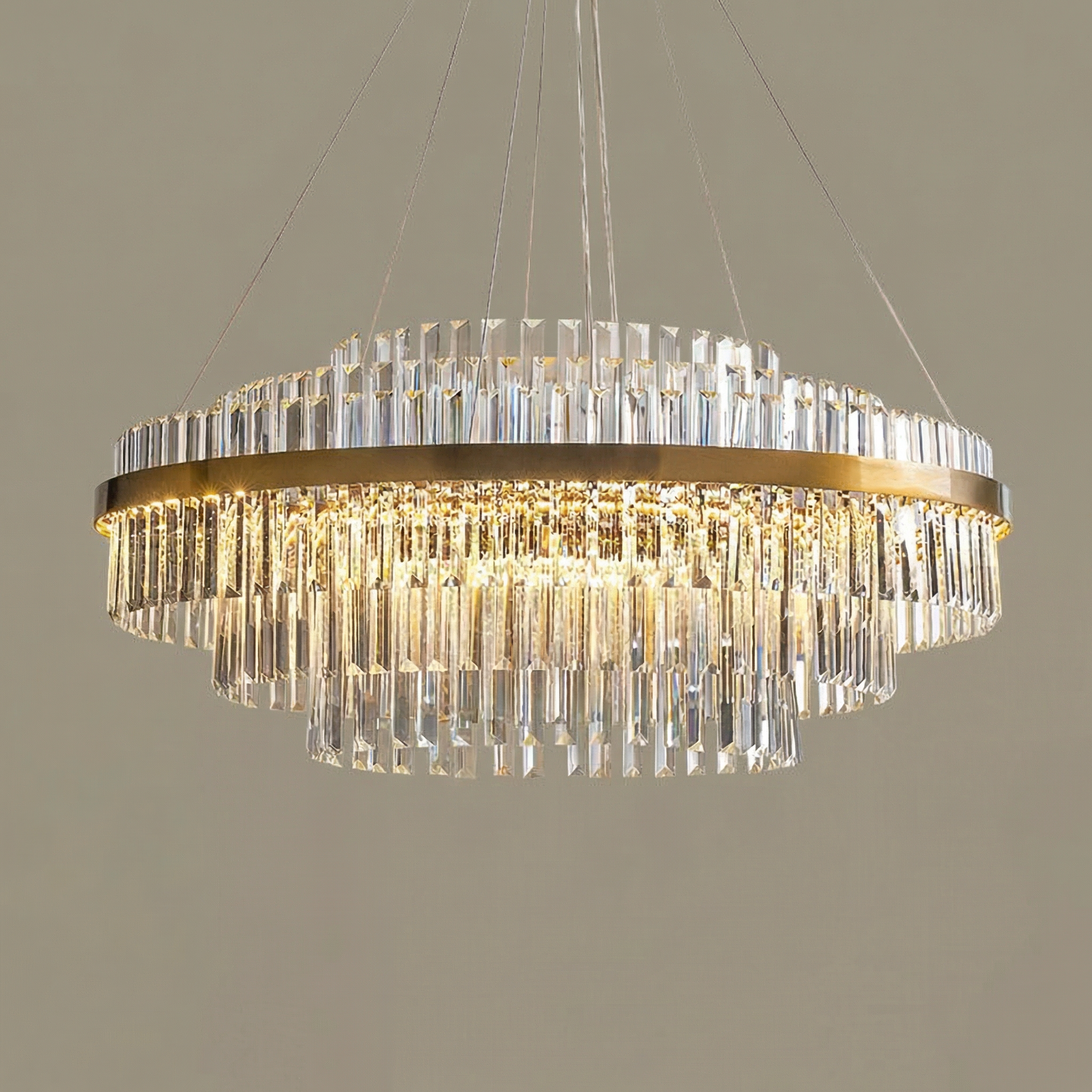 Elegant Crystal Chandelier | Modern Design with LED Lighting | Adjustable Height for Dining Room Ambiance