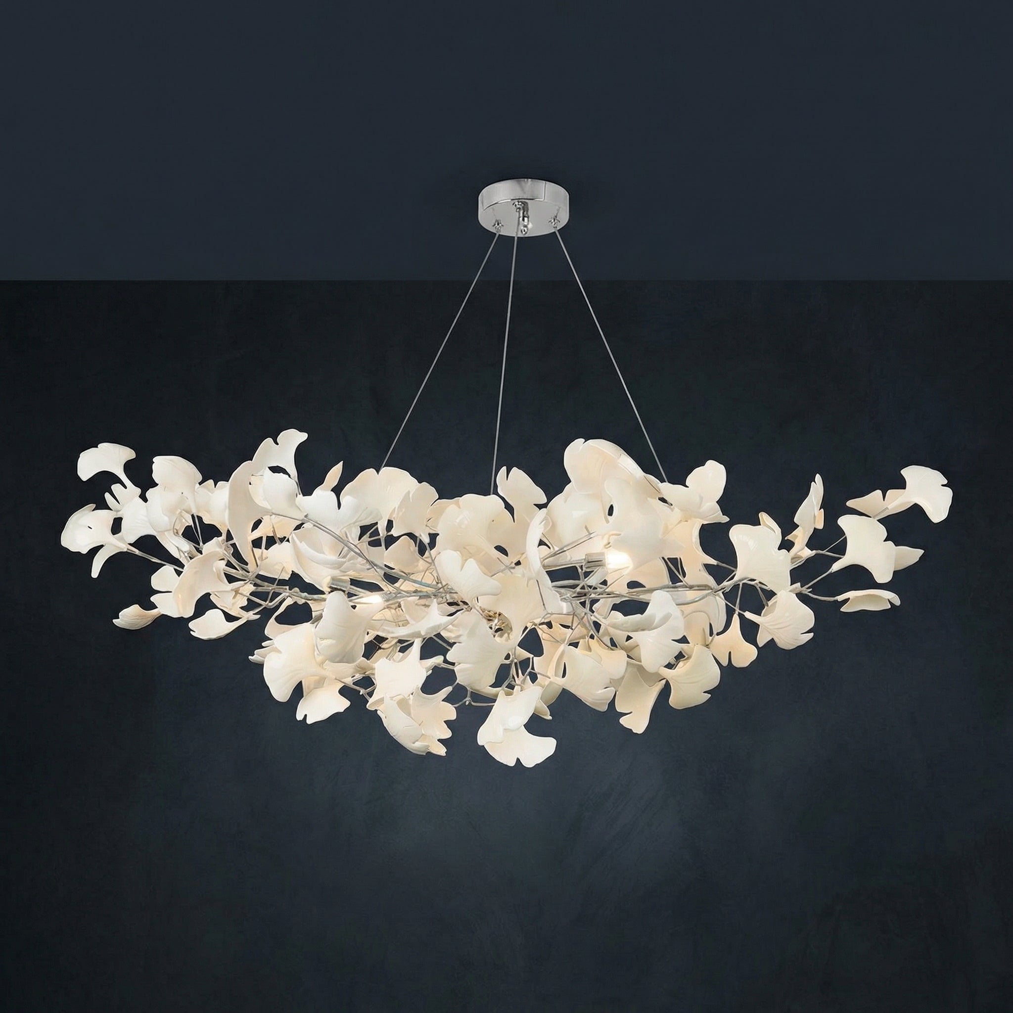 Gingko Collection | Modern Chandelier Light with Handcrafted Porcelain Leaves