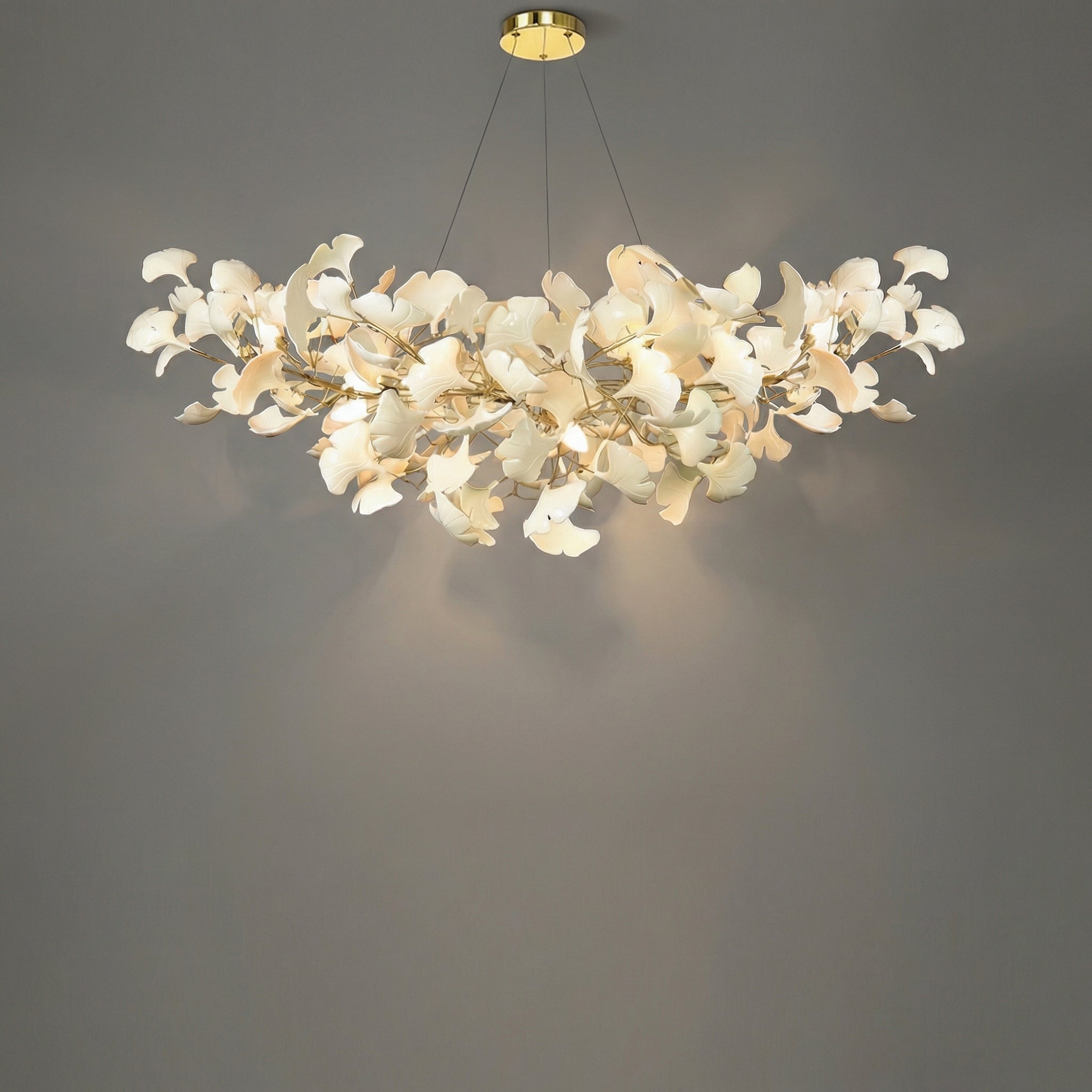 Gingko Collection | Modern Chandelier Light with Handcrafted Porcelain Leaves