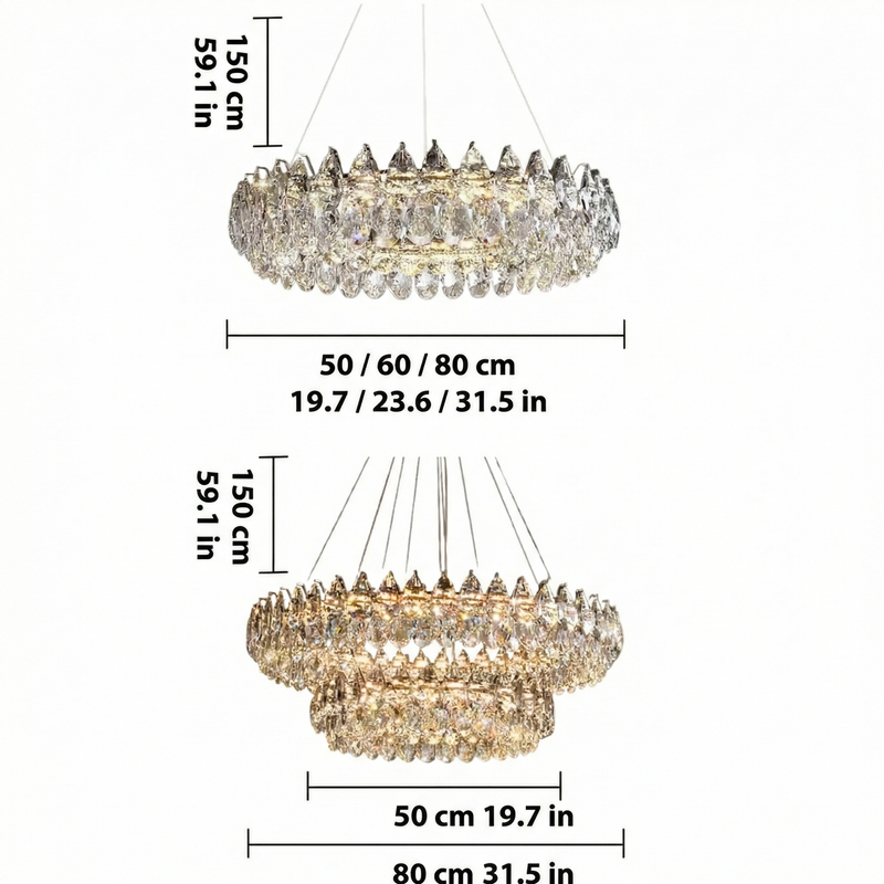 Elegant Crystal Chandelier Light with Adjustable Height | Modern Design for Dining Room Ambiance
