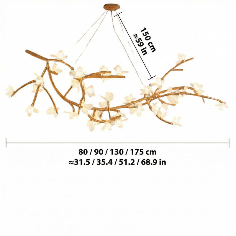 Organic Tree Branch | Modern Chandelier Light with Adjustable LED Bulbs | Unique Bamboo Design for Warm Ambiance