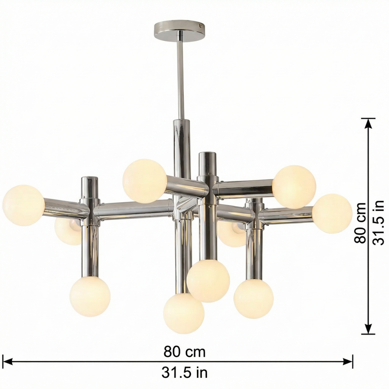 Contemporary Metal Chandelier Light with Adjustable Height & LED Bulbs | Geometric Design for Modern Dining Rooms