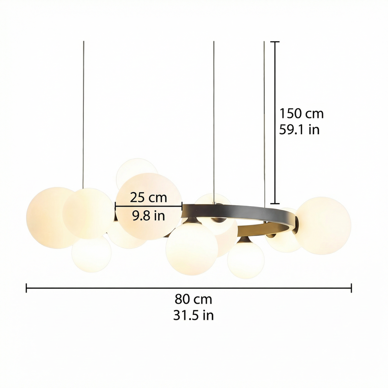 Nordic Elegance | Modern Chandelier Light with Adjustable Height | Sculptural Globe Design for Cozy Dining Rooms