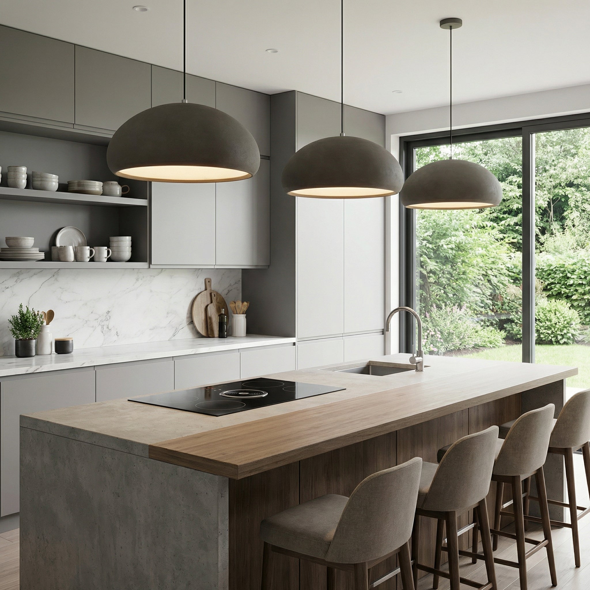 LodenStone | Elegant Sand-Textured Dome Pendant Light Fixture