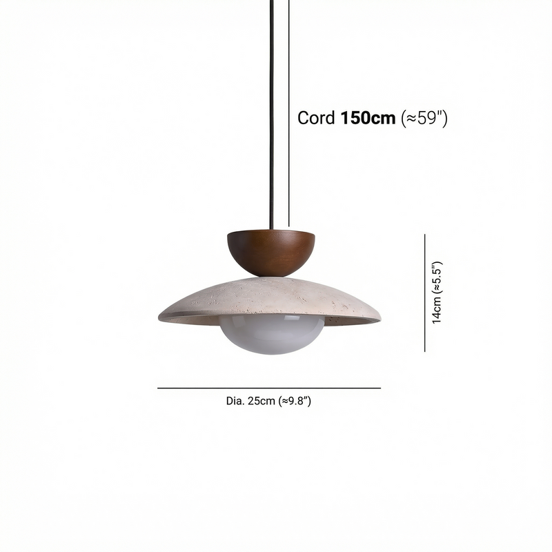 CleoTravertine | Elegant Natural Wood and Glass Kitchen Pendant Light