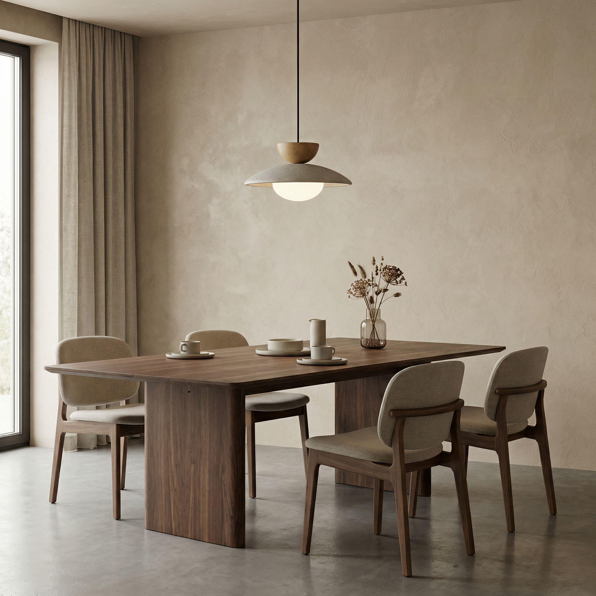 CleoTravertine | Elegant Natural Wood and Glass Kitchen Pendant Light