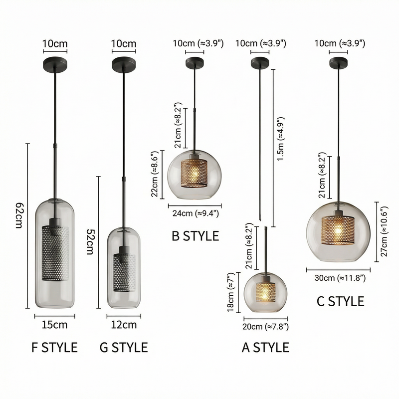 ChiswickGlass | Elegant Adjustable Glass Pendant Light for Kitchen