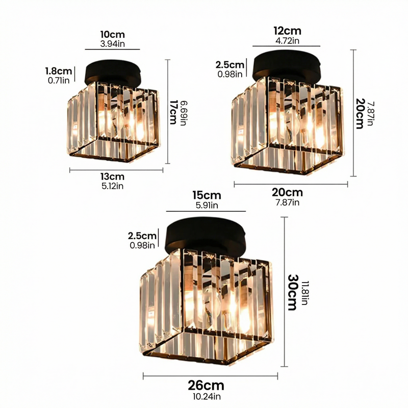 Luminara | Sleek Modern Crystal Brass Ceiling Light Fixture