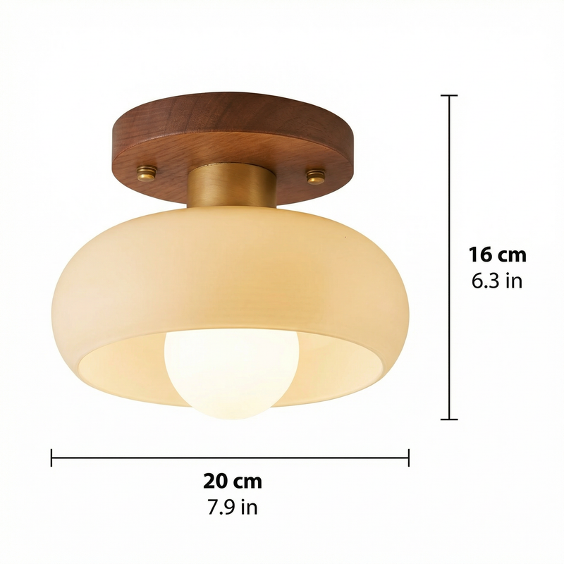 Lunara | Elegant Scandinavian Natural Wood Flush Mount Ceiling Light