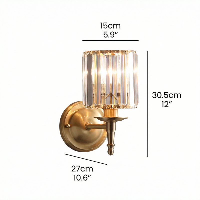 CrystalLuxe | Elegant Shimmering Brass Wall Sconce Light Fixture