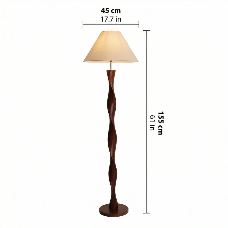 Elegant Walnut Floor Lamp | Modern Standing Lamp with Pleated Shade | Contemporary Design for Warm Ambiance