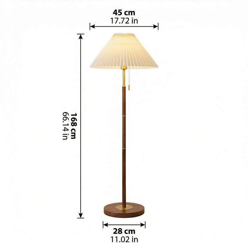 Yrus Collection | Vintage Wooden Floor Lamp with LED Compatibility | Elegant Design for Cozy Living Rooms