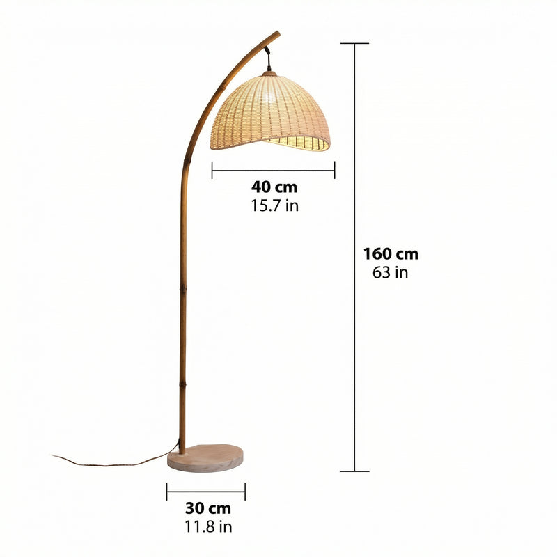 Elegant Bamboo | Modern Floor Lamp with Pleated Shade | Stylish Lighting for Cozy Ambiance