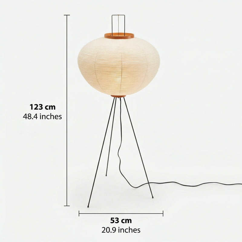 Modern Floor Lamp with Handcrafted Rice Paper Shade | Minimalist Design for Ambient Lighting