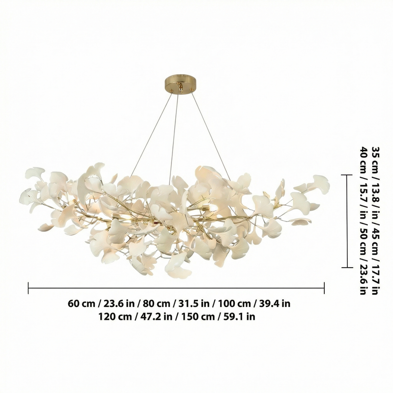 Gingko Collection | Modern Chandelier Light with Handcrafted Porcelain Leaves