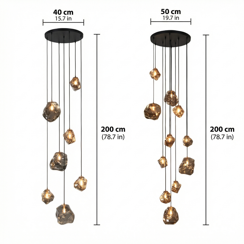 Staircase Chandelier for High Ceilings | Modern Glass Pendant Light | Kelvinum