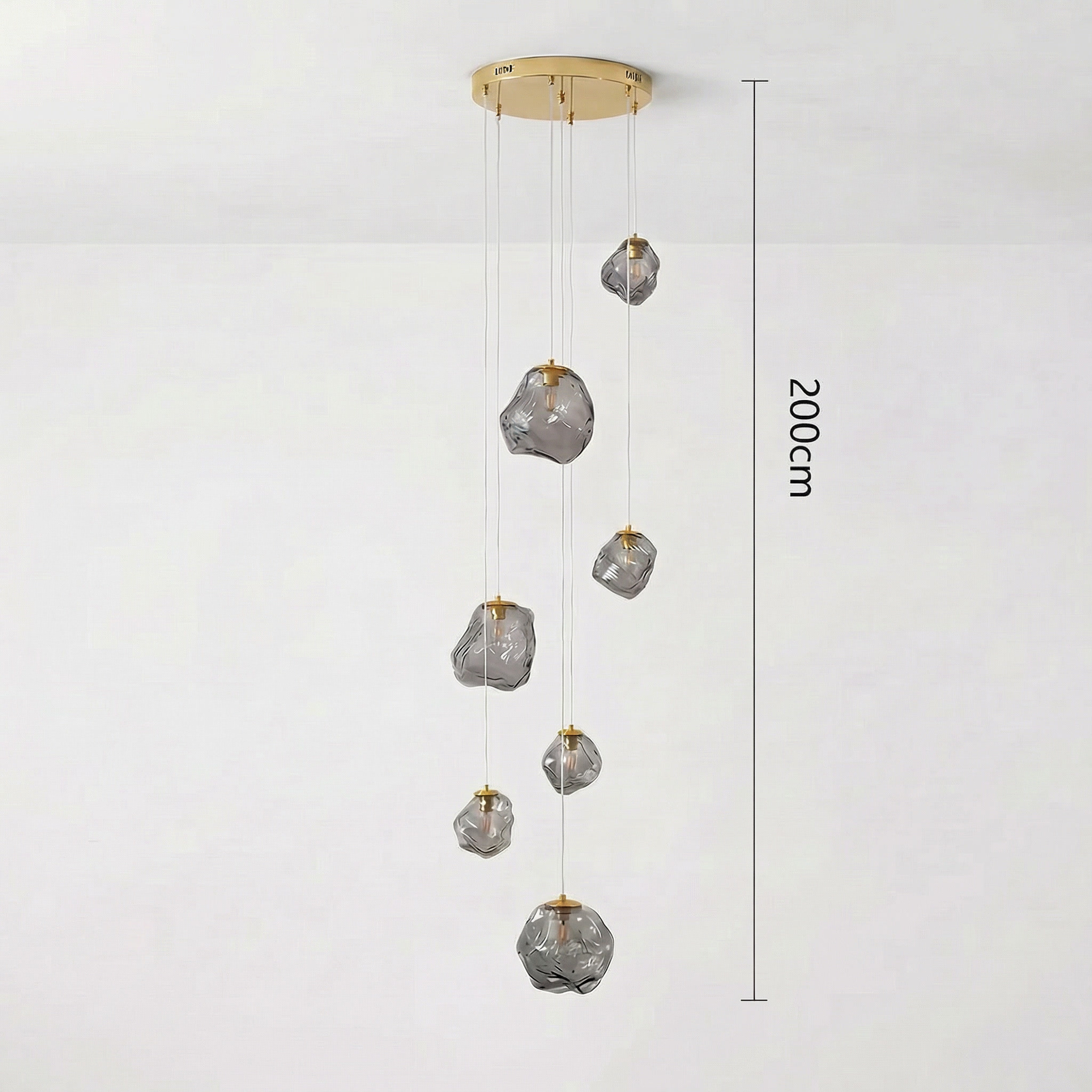 Staircase Chandelier for High Ceilings | Modern Glass Pendant Light | Kelvinum