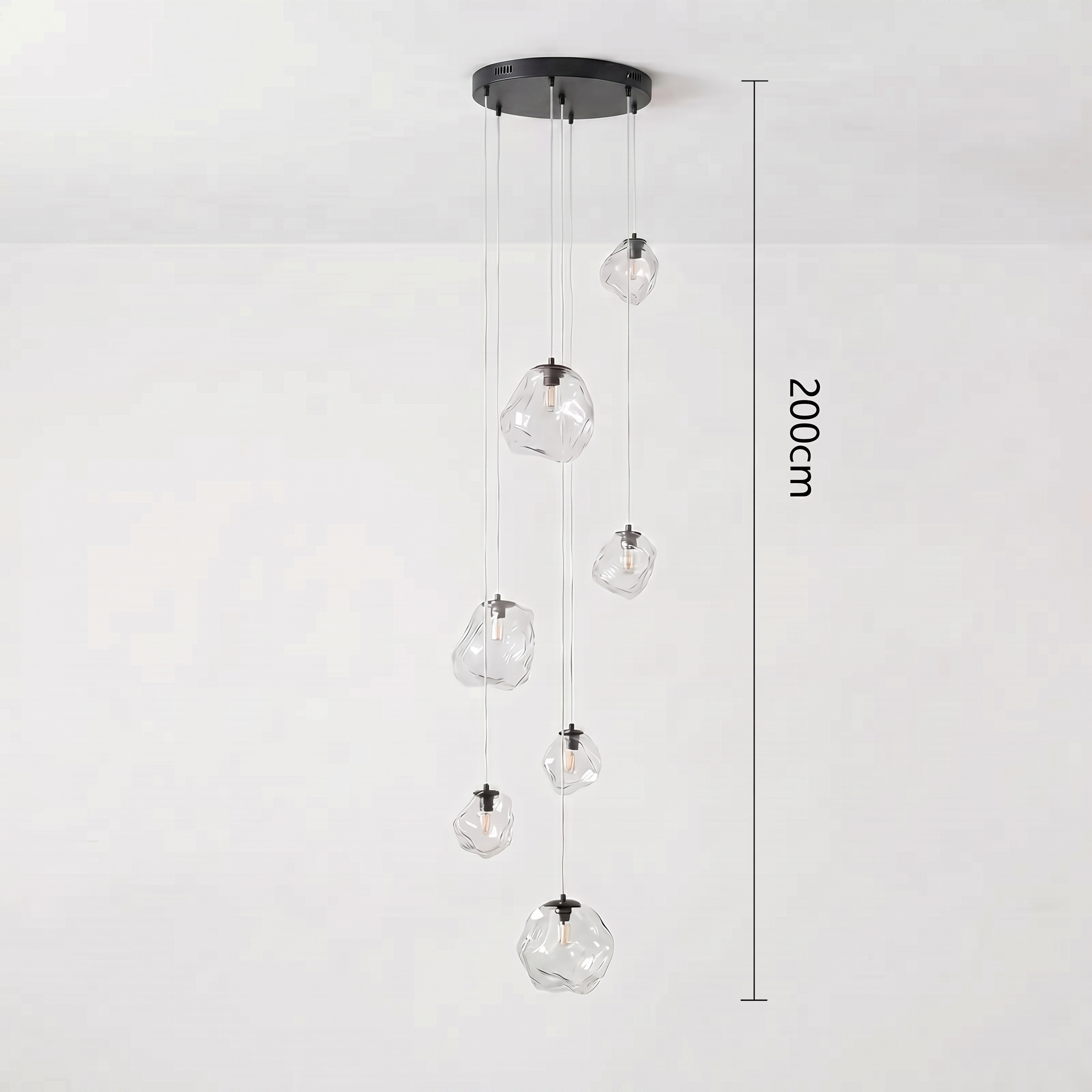 Staircase Chandelier for High Ceilings | Modern Glass Pendant Light | Kelvinum
