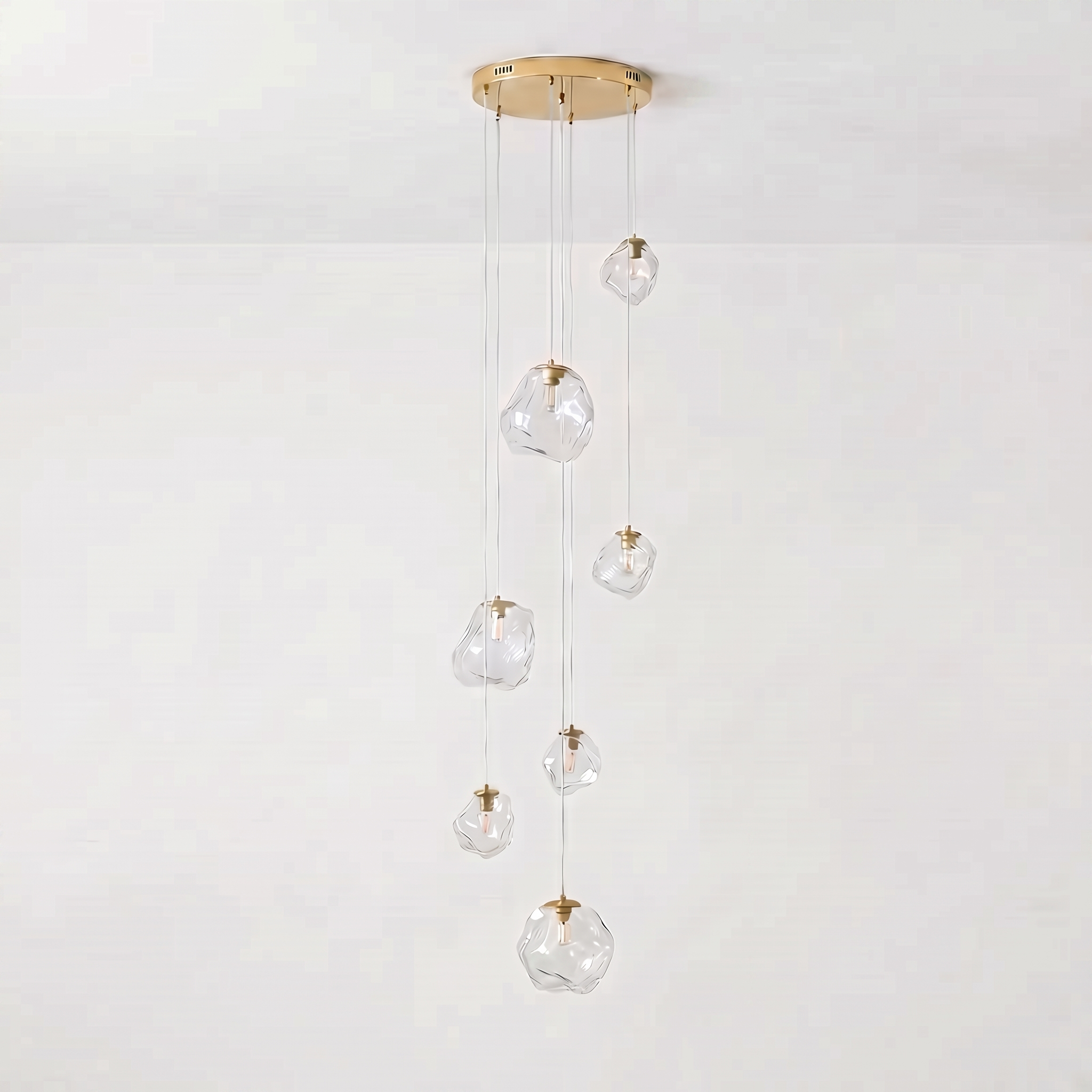 Staircase Chandelier for High Ceilings | Modern Glass Pendant Light | Kelvinum