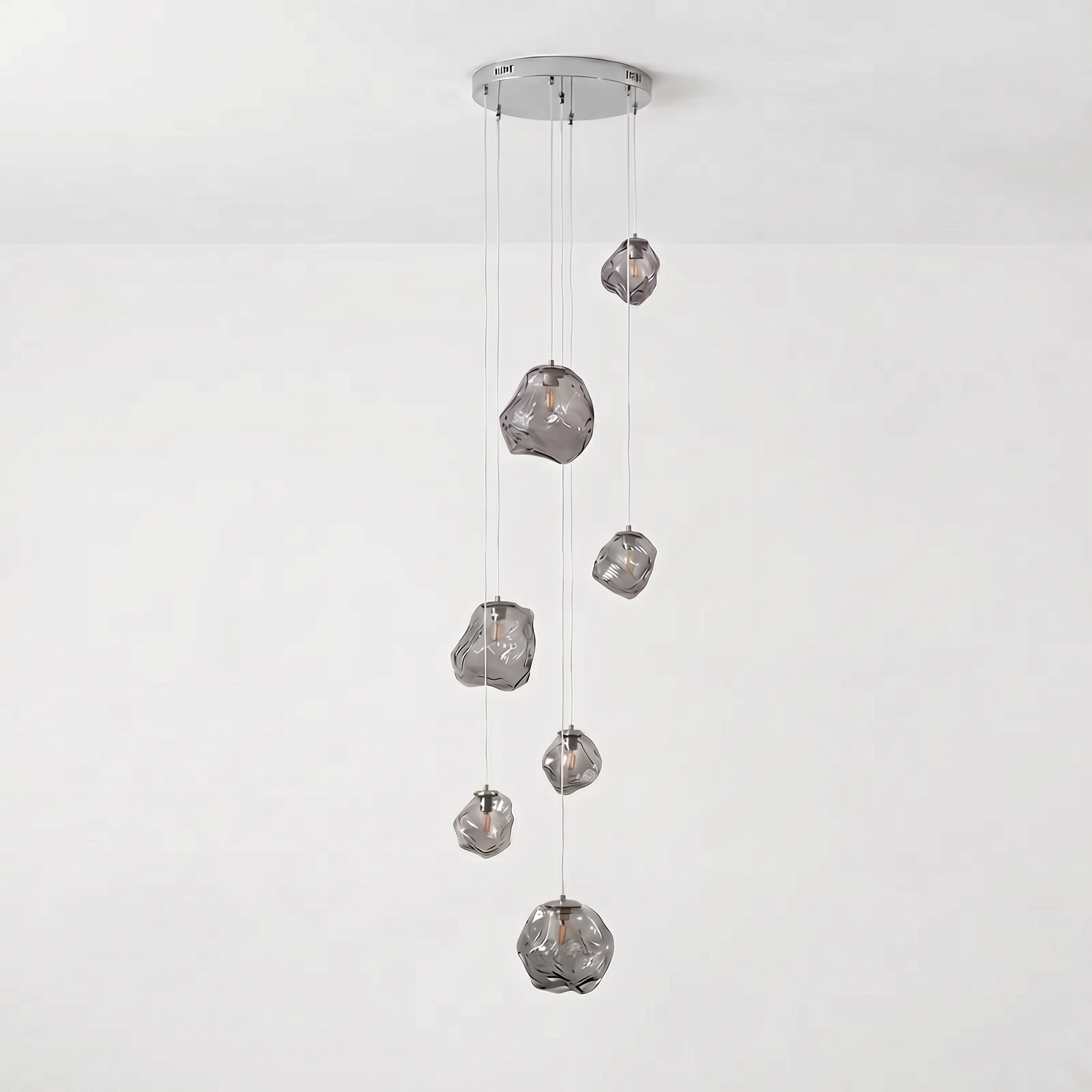 Staircase Chandelier for High Ceilings | Modern Glass Pendant Light | Kelvinum