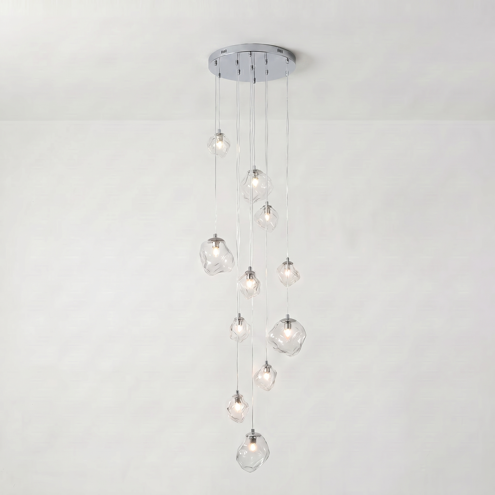 Staircase Chandelier for High Ceilings | Modern Glass Pendant Light | Kelvinum