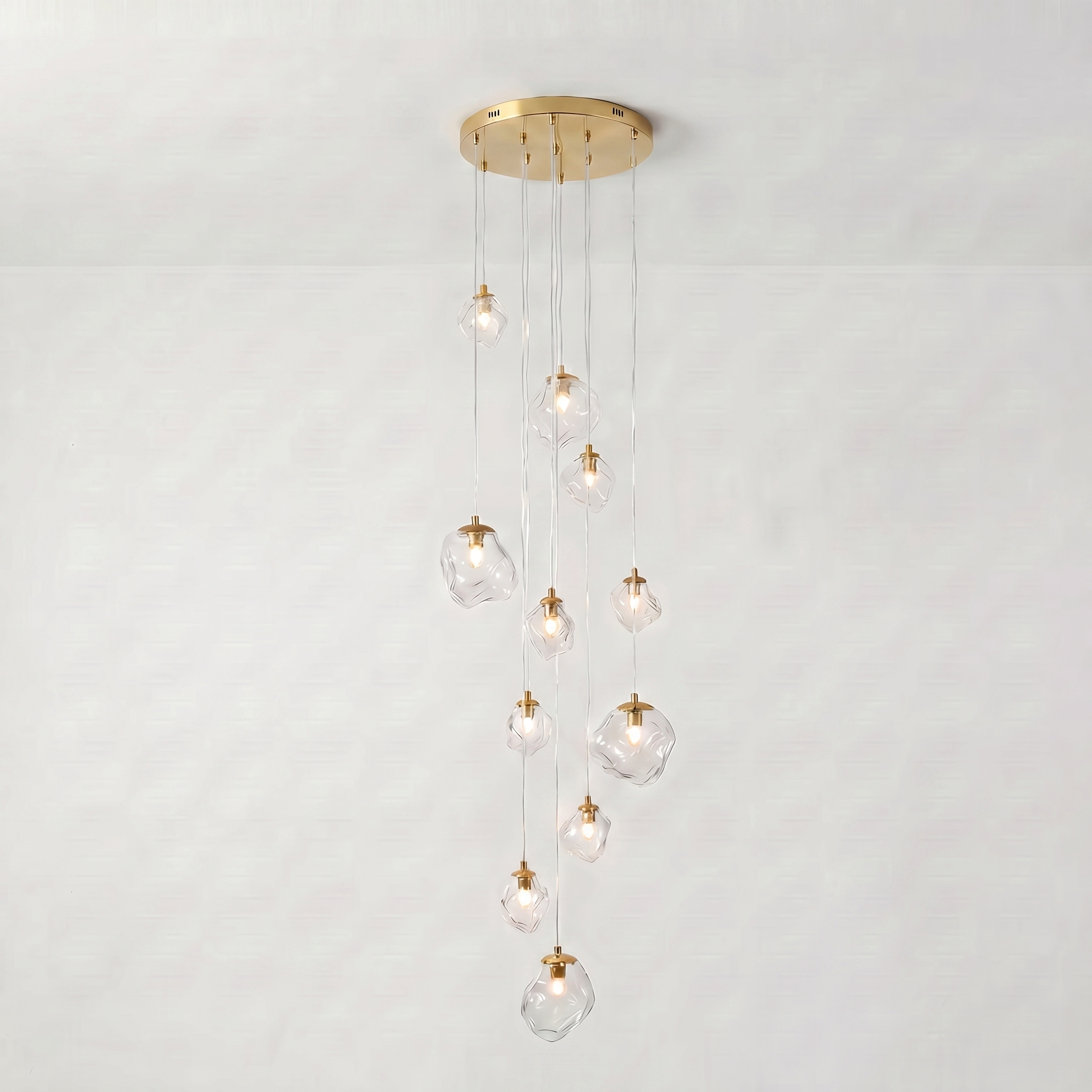 Staircase Chandelier for High Ceilings | Modern Glass Pendant Light | Kelvinum