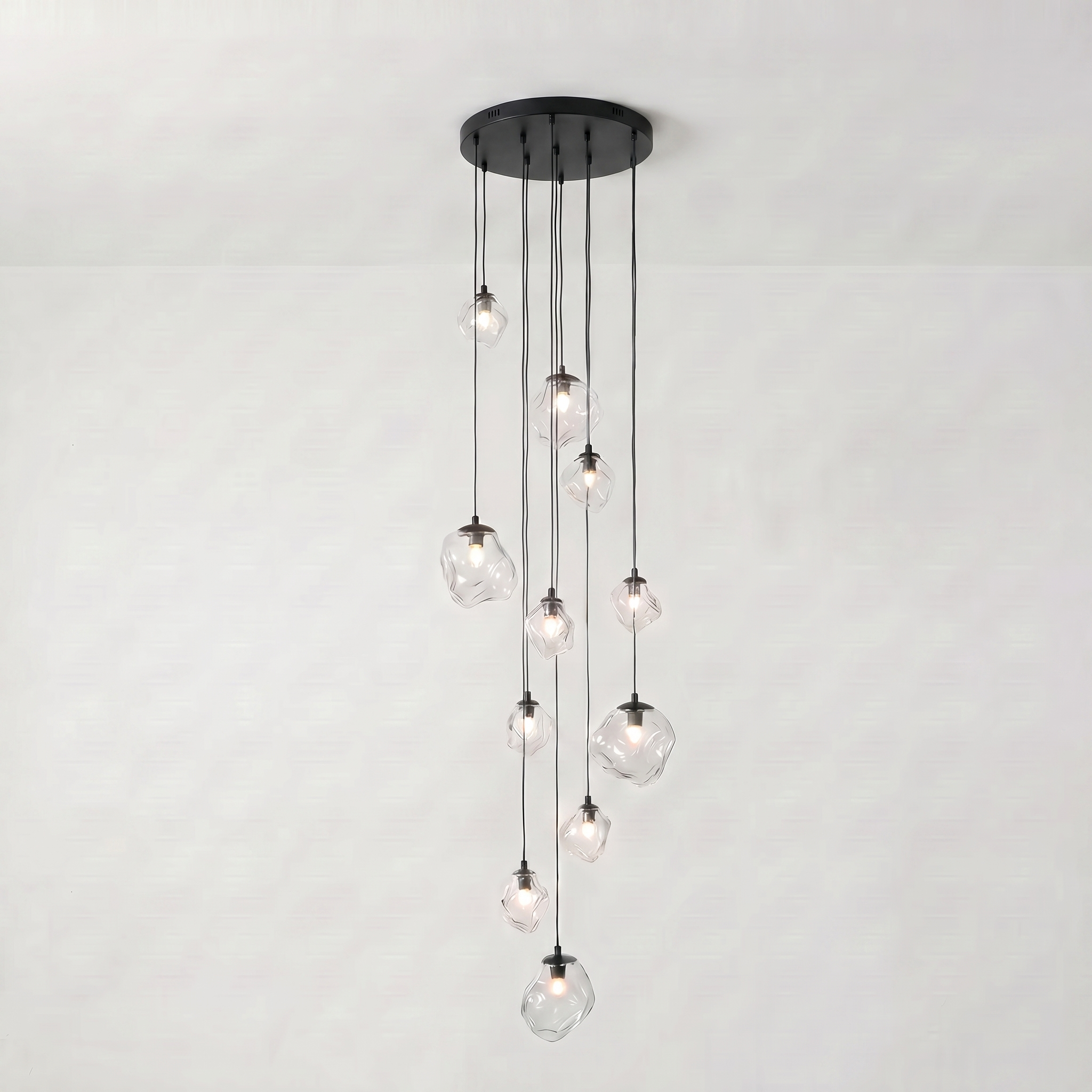 Staircase Chandelier for High Ceilings | Modern Glass Pendant Light | Kelvinum