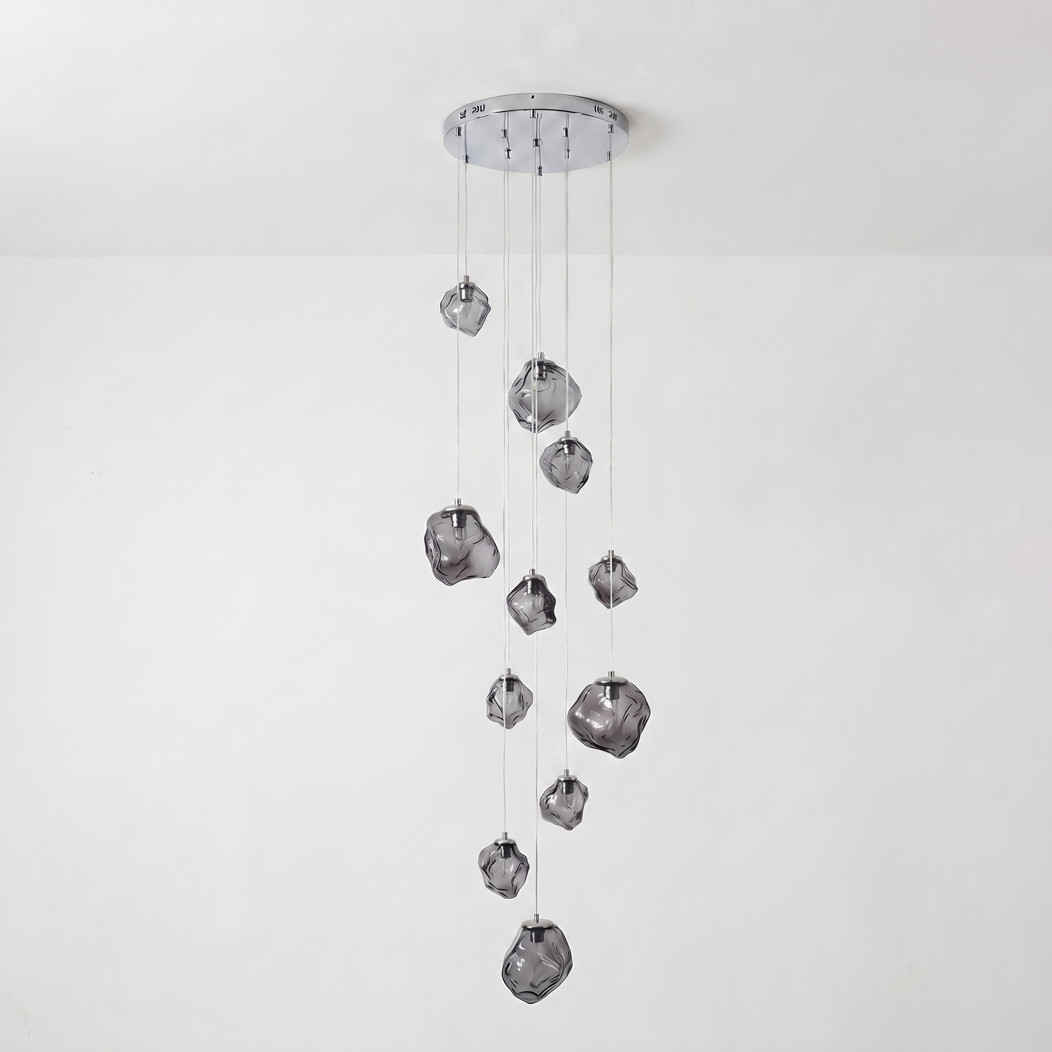 Staircase Chandelier for High Ceilings | Modern Glass Pendant Light | Kelvinum