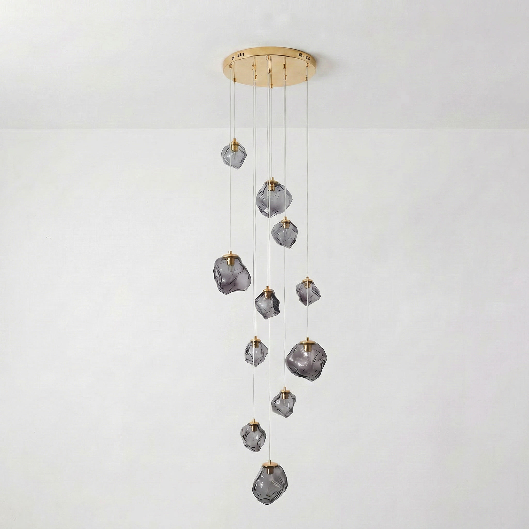 Staircase Chandelier for High Ceilings | Modern Glass Pendant Light | Kelvinum