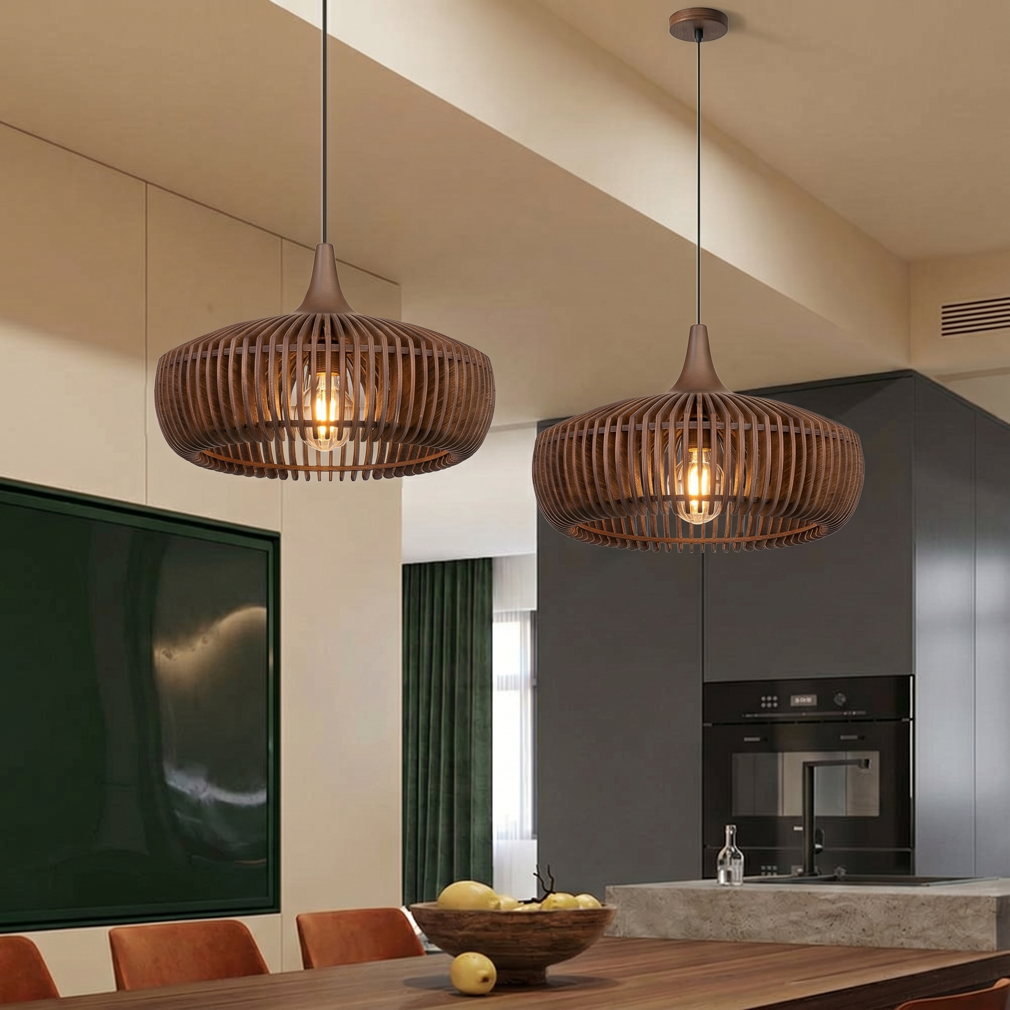 Elegant Natural Wood Nordic Kitchen Pendant Lighting | MutoWood