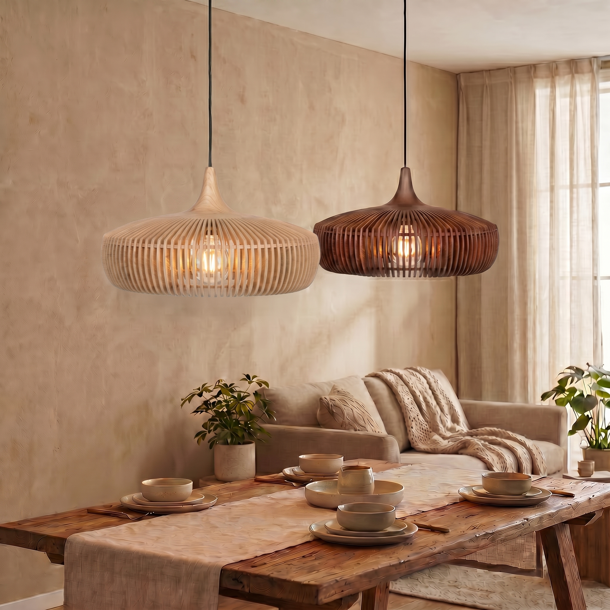Elegant Natural Wood Nordic Kitchen Pendant Lighting | MutoWood