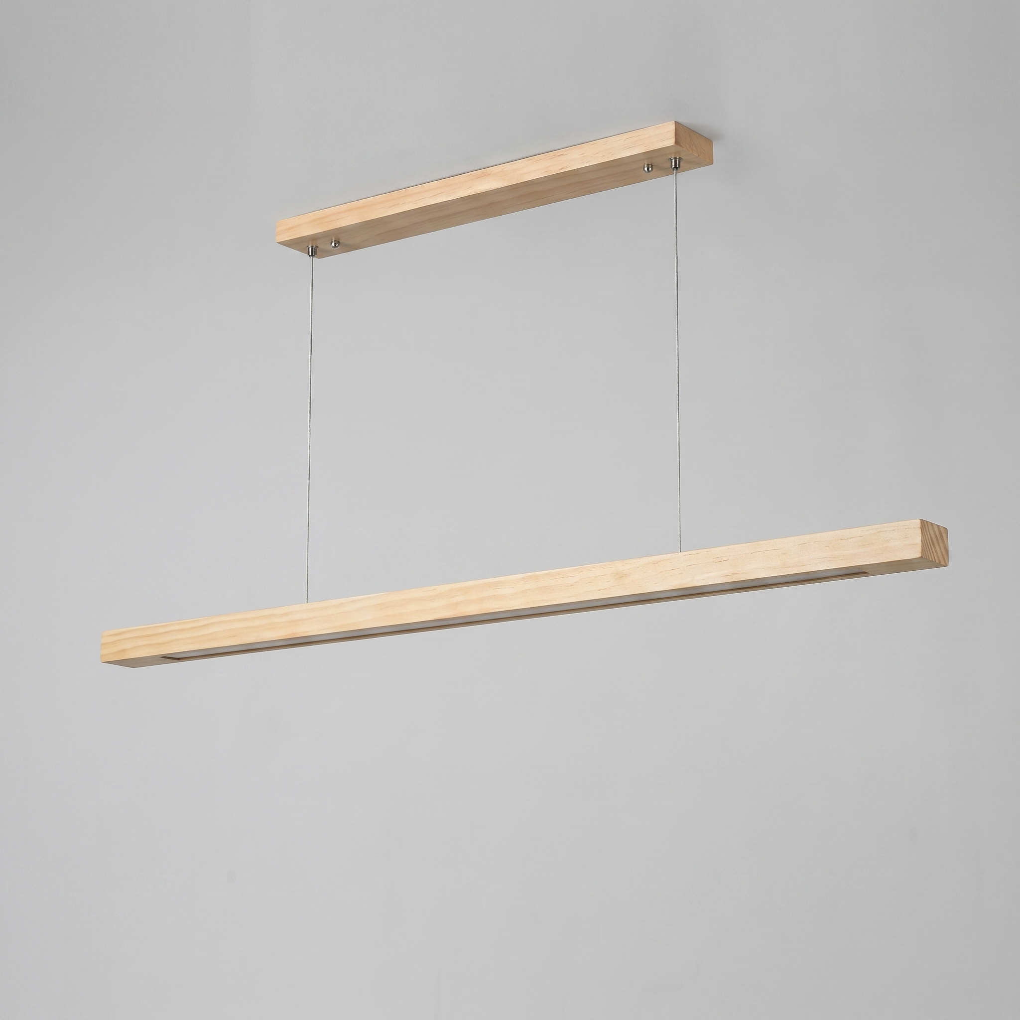 Modern Linear Wood Pendant Light | LED Ceiling Lamp for Kitchen Island & Dining Table