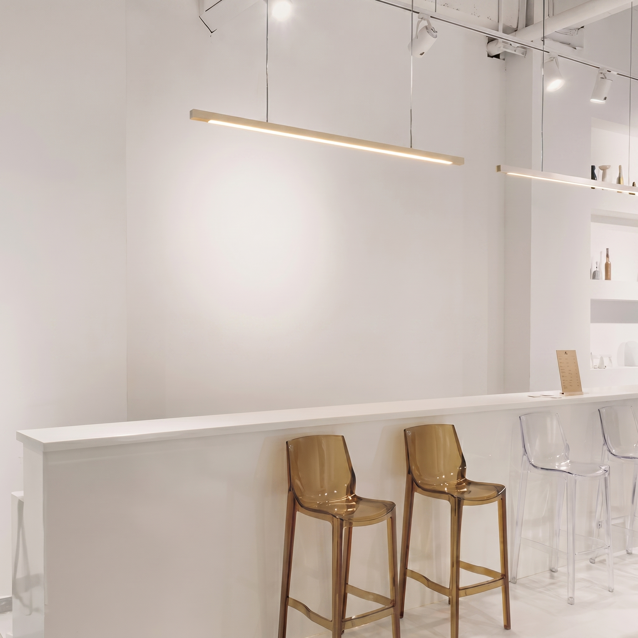 Modern Linear Wood Pendant Light | LED Ceiling Lamp for Kitchen Island & Dining Table