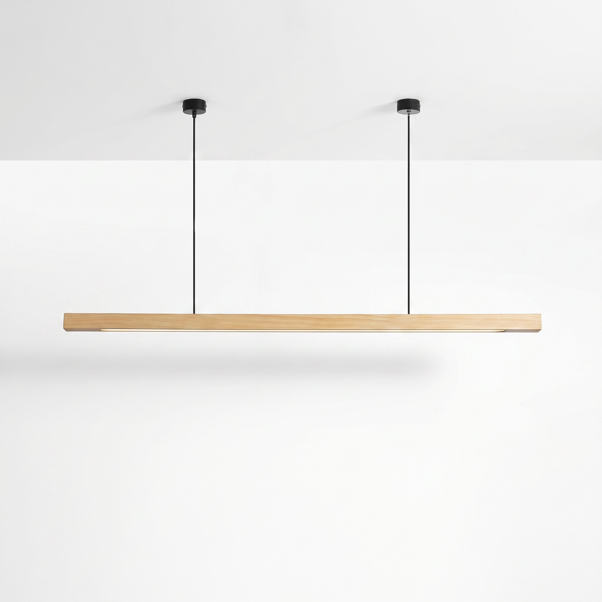 Modern Linear Wood Pendant Light | LED Ceiling Lamp for Kitchen Island & Dining Table