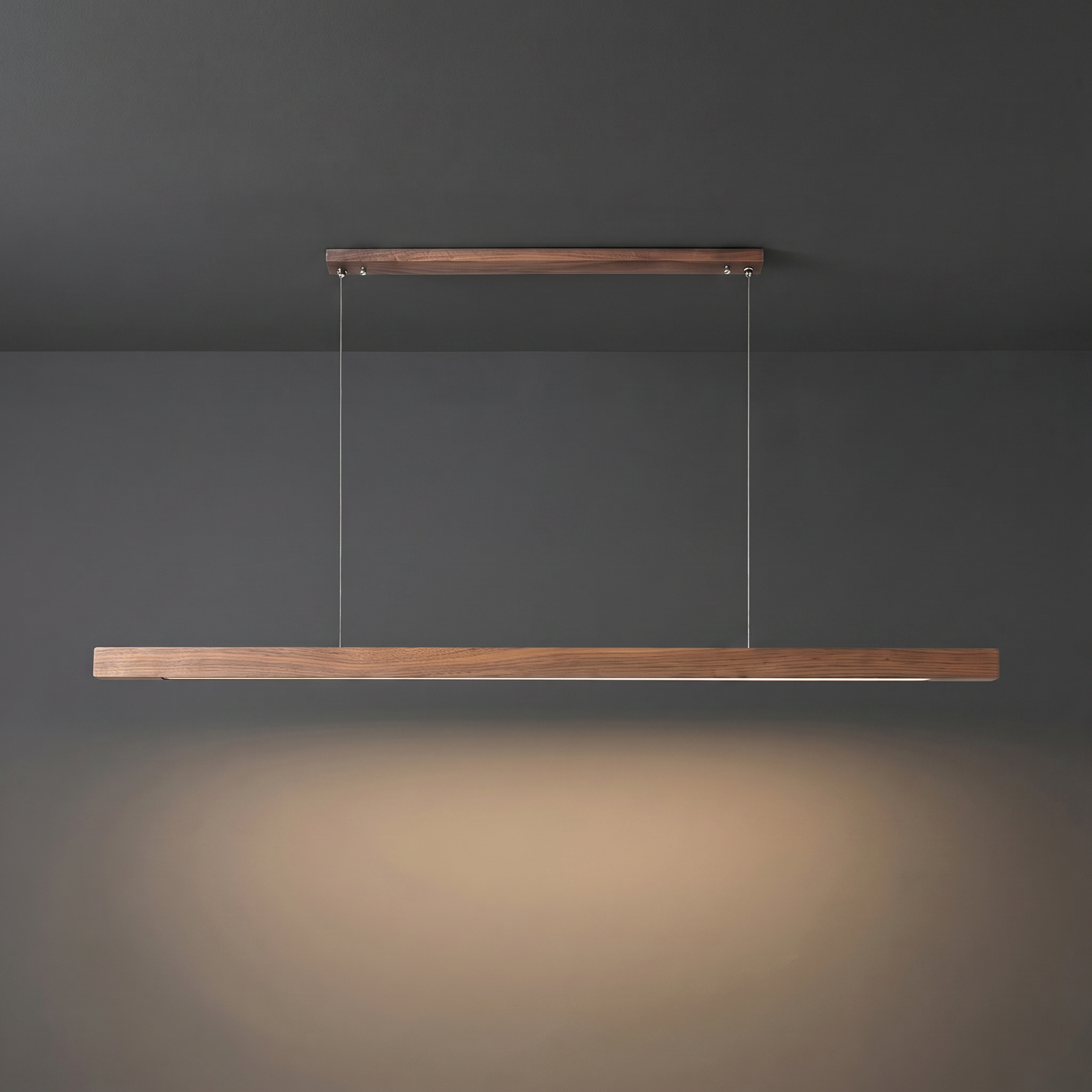 Modern Linear Wood Pendant Light | LED Ceiling Lamp for Kitchen Island & Dining Table