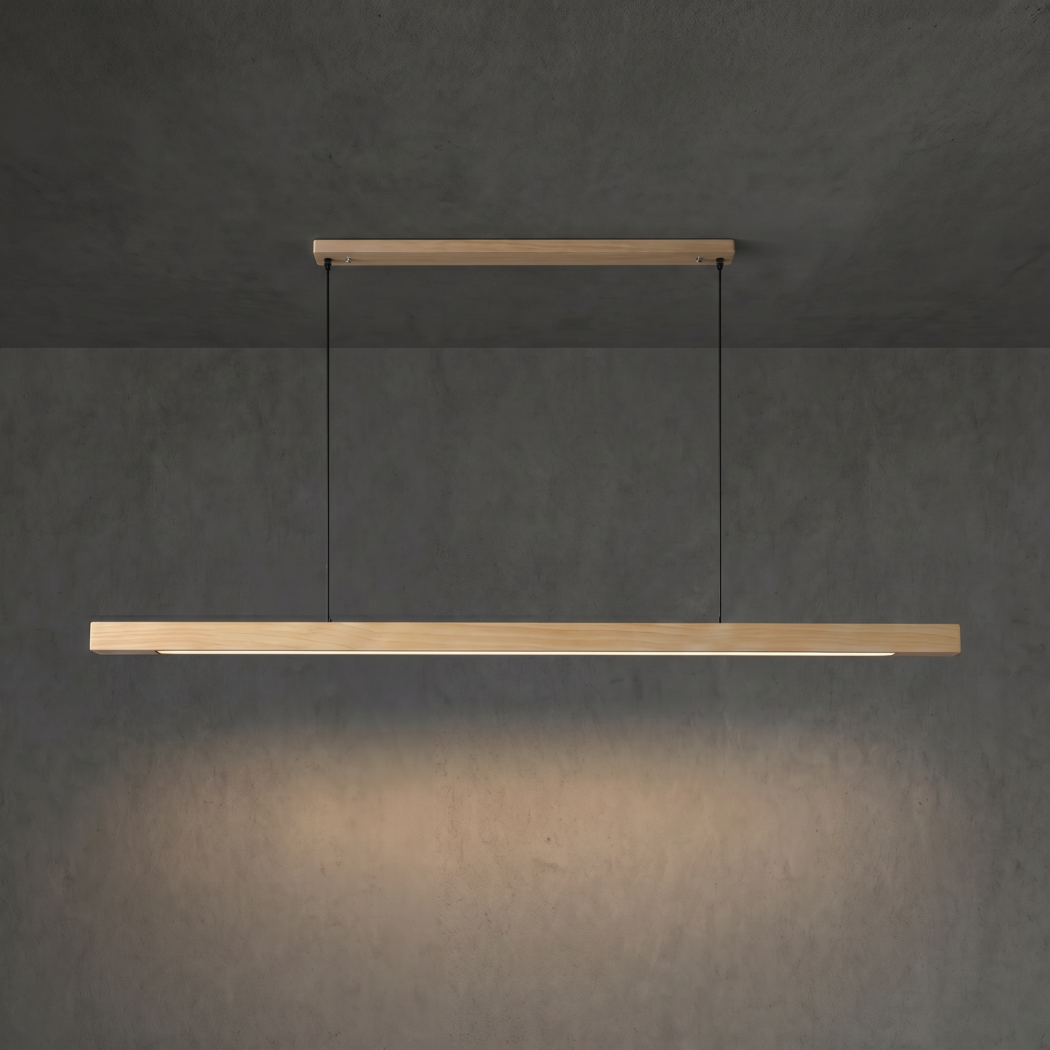 Modern Linear Wood Pendant Light | LED Ceiling Lamp for Kitchen Island & Dining Table
