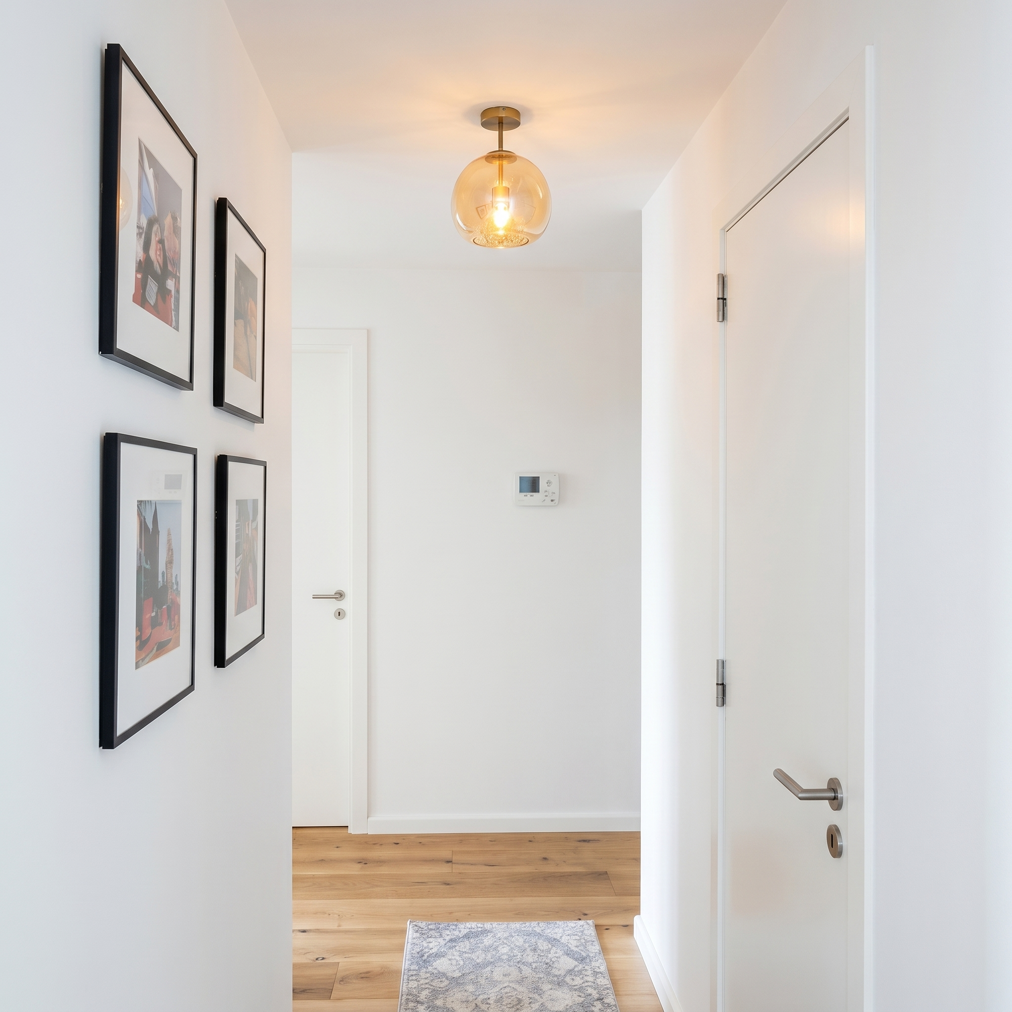 CopperGlow | Modern Glass Globe Ceiling Light | Flush Mount Lamp for Bedroom, Hallway & Entryway
