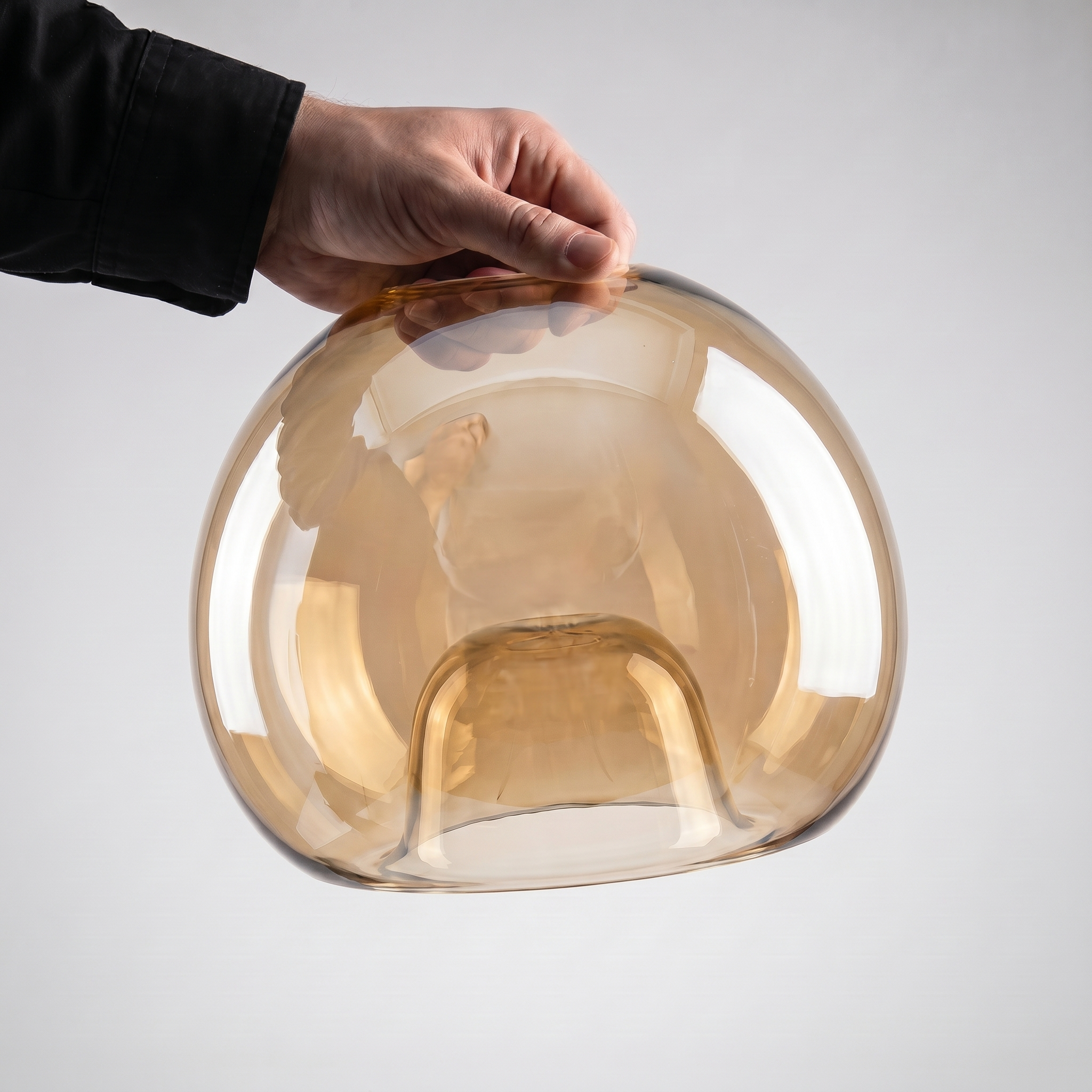 CopperGlow | Modern Glass Globe Ceiling Light | Flush Mount Lamp for Bedroom, Hallway & Entryway