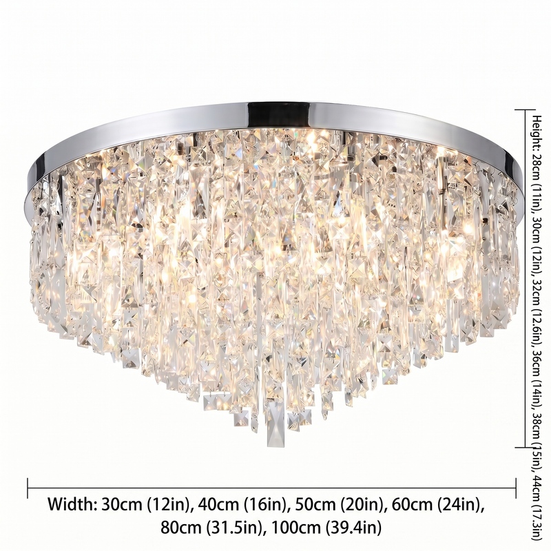 Luxury Crystal Flush Mount Chandelier – Ceiling Light for Bedroom, Hallway & Living Room