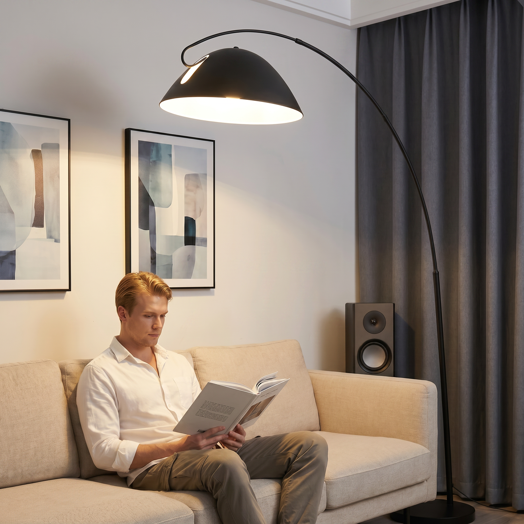 Nordic Elegance | Modern Floor Lamp with Adjustable Height & LED Bulb | Minimalist Design for Living Room Illumination
